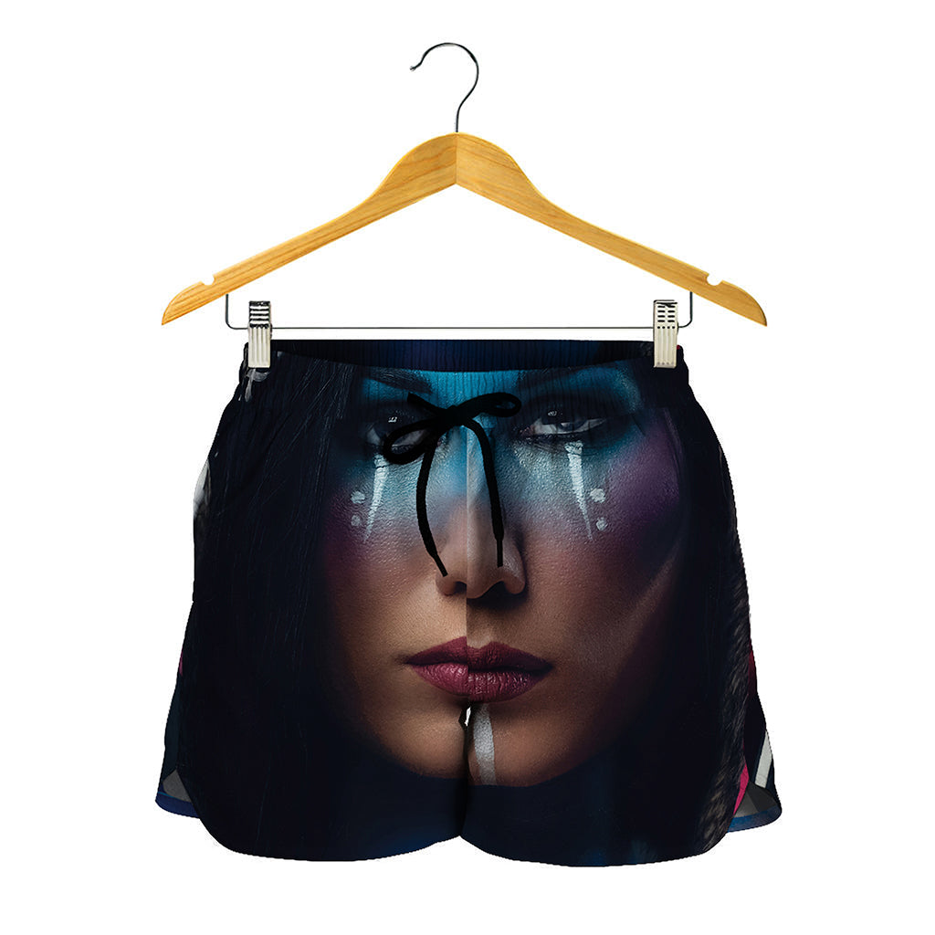 Native Indian Woman Portrait Print Women's Shorts