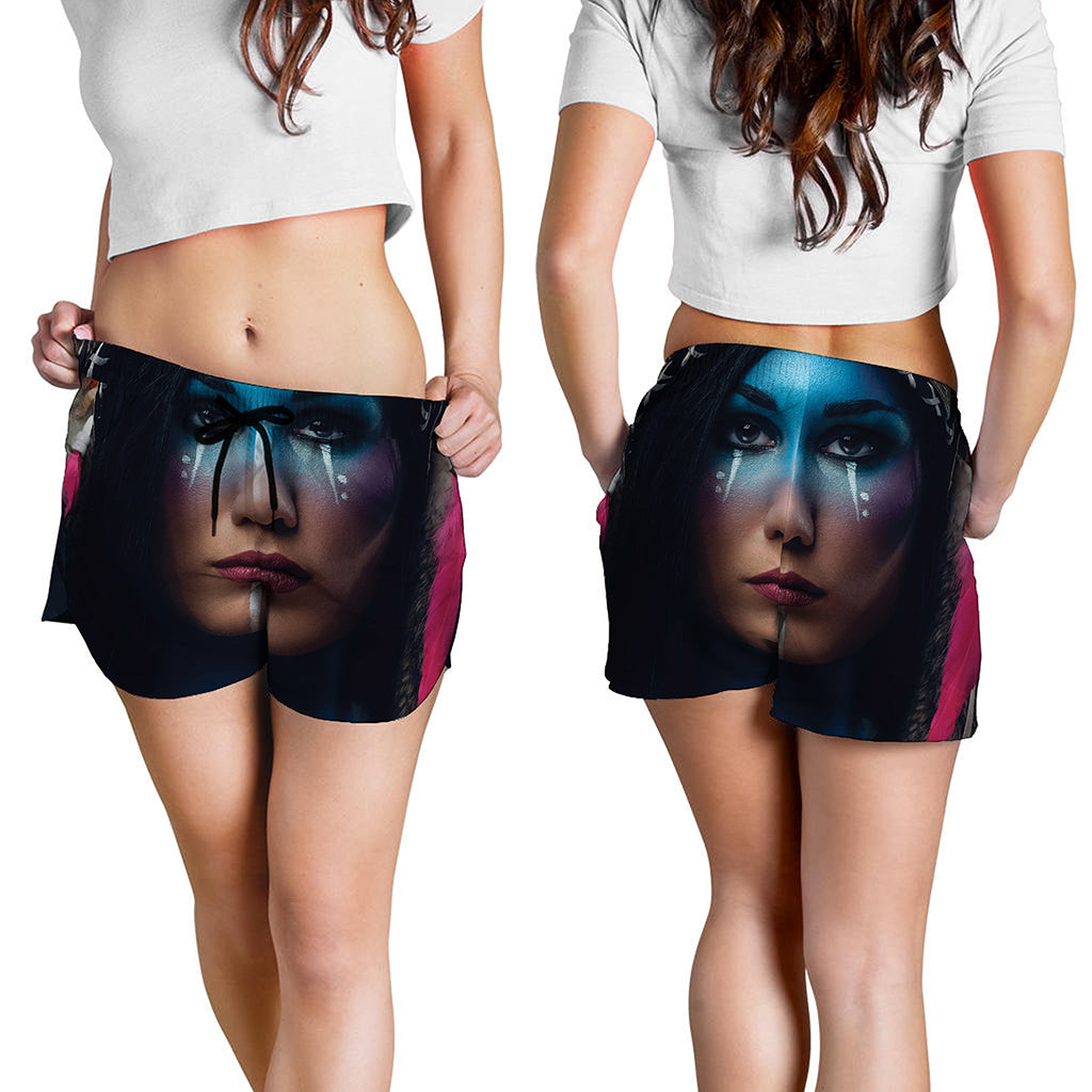 Native Indian Woman Portrait Print Women's Shorts