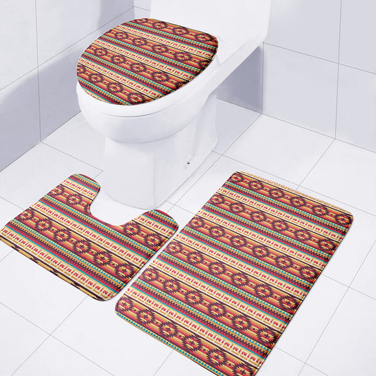 Native Inspired Pattern Print 3 Piece Bath Mat Set
