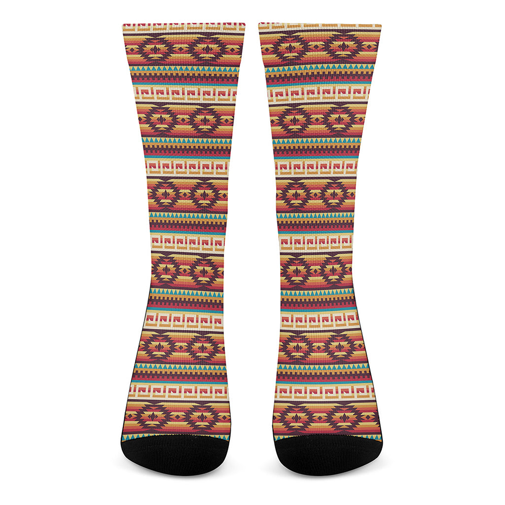 Native Inspired Pattern Print Crew Socks