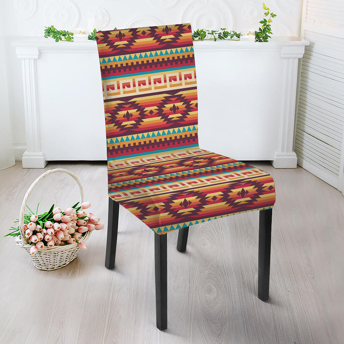 Native Inspired Pattern Print Dining Chair Slipcover