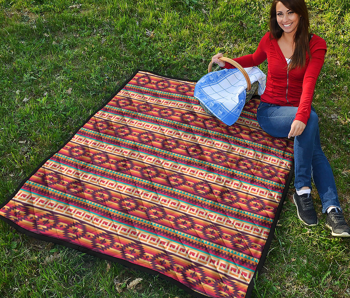 Native Inspired Pattern Print Quilt