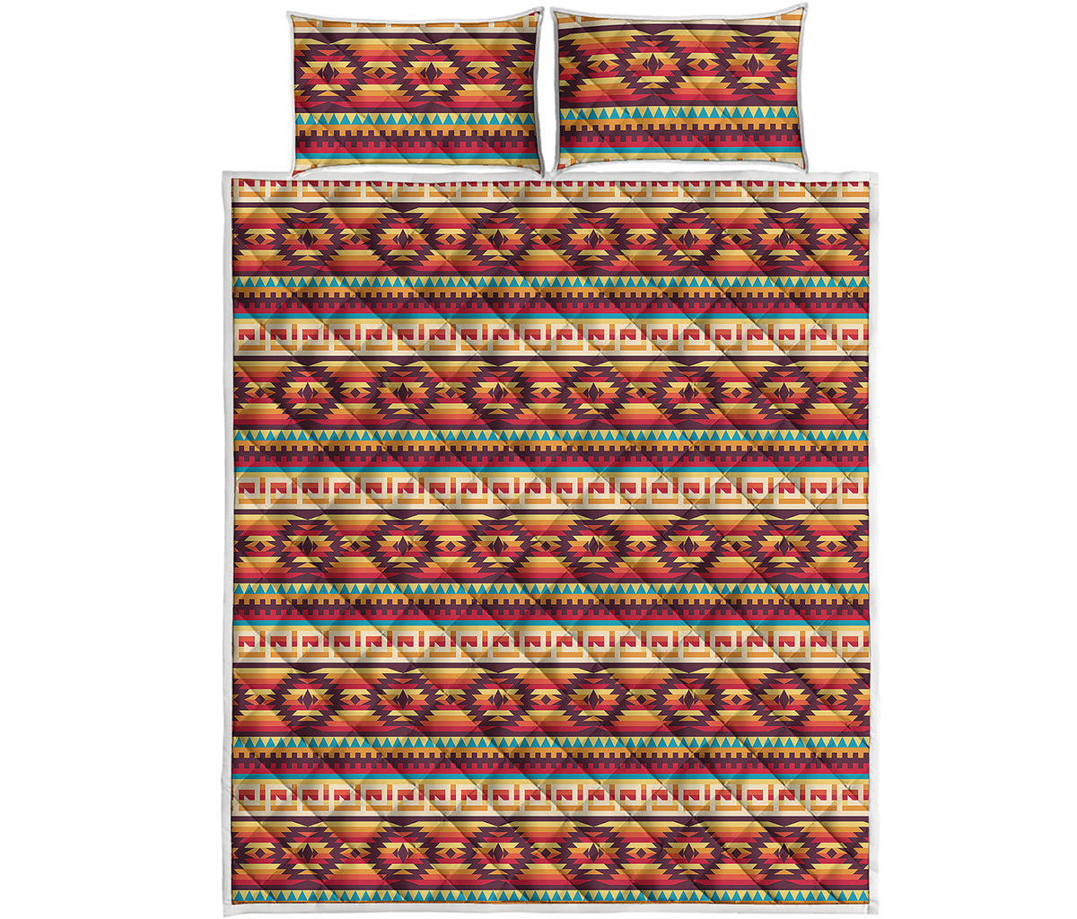 Native Inspired Pattern Print Quilt Bed Set