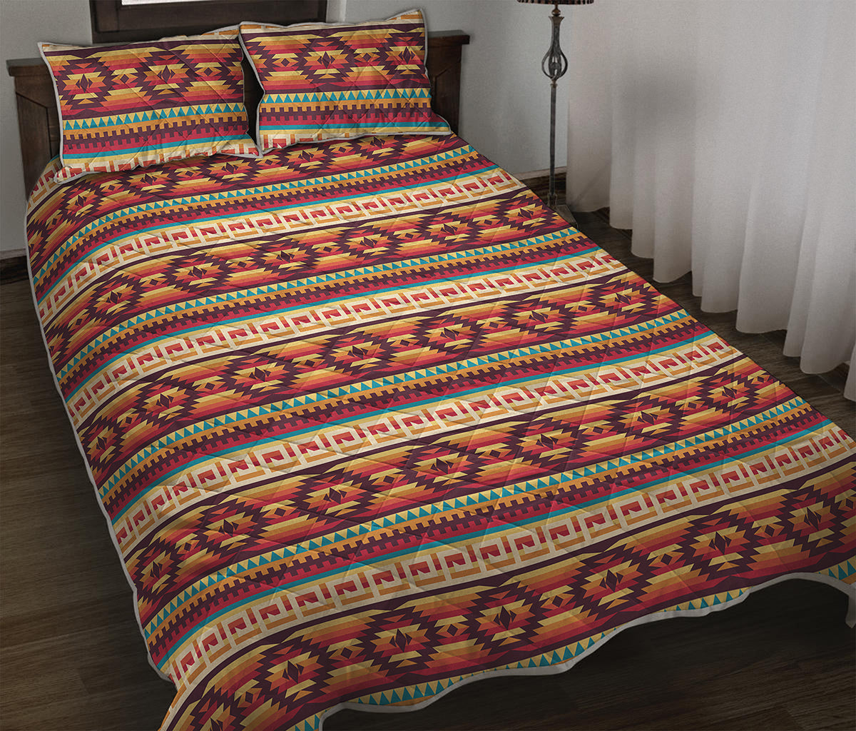 Native Inspired Pattern Print Quilt Bed Set