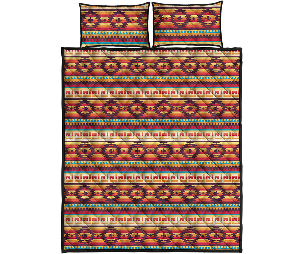 Native Inspired Pattern Print Quilt Bed Set