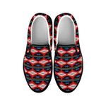 Native Navajo Pattern Print Black Slip On Shoes