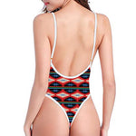 Native Navajo Pattern Print One Piece High Cut Swimsuit