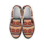 Native Pendleton Inspired Pattern Print Black Slip On Shoes
