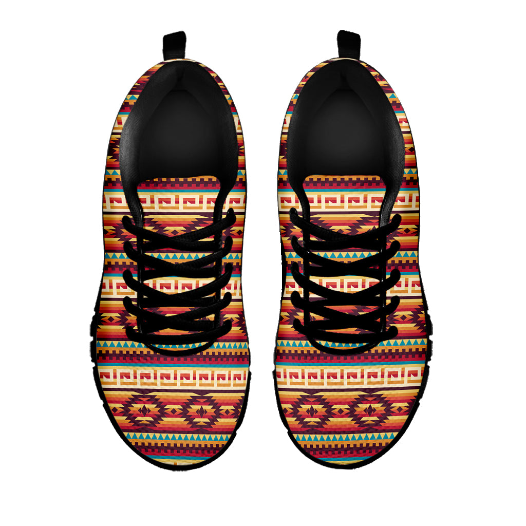 Native Pendleton Inspired Pattern Print Black Sneakers