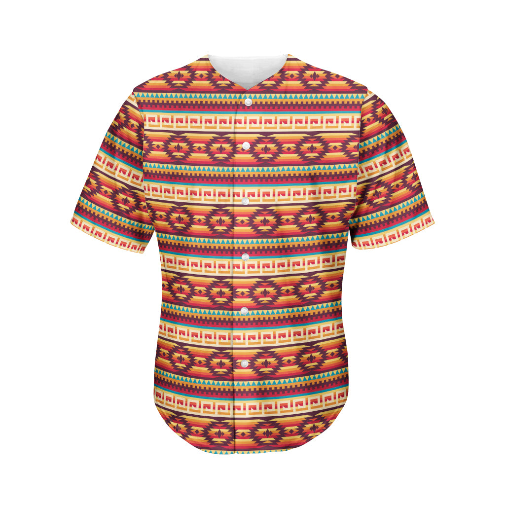 Native Pendleton Inspired Pattern Print Men's Baseball Jersey