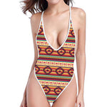 Native Pendleton Inspired Pattern Print One Piece High Cut Swimsuit