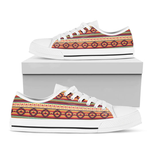 Native Pendleton Inspired Pattern Print White Low Top Shoes
