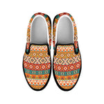 Native Pendleton Navajo Pattern Print Black Slip On Shoes