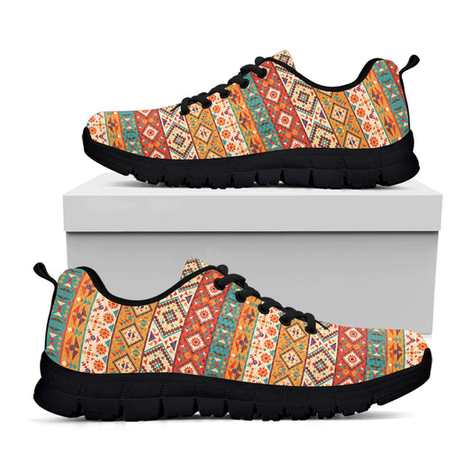 Native Pendleton Navajo Pattern Print Black Sneakers