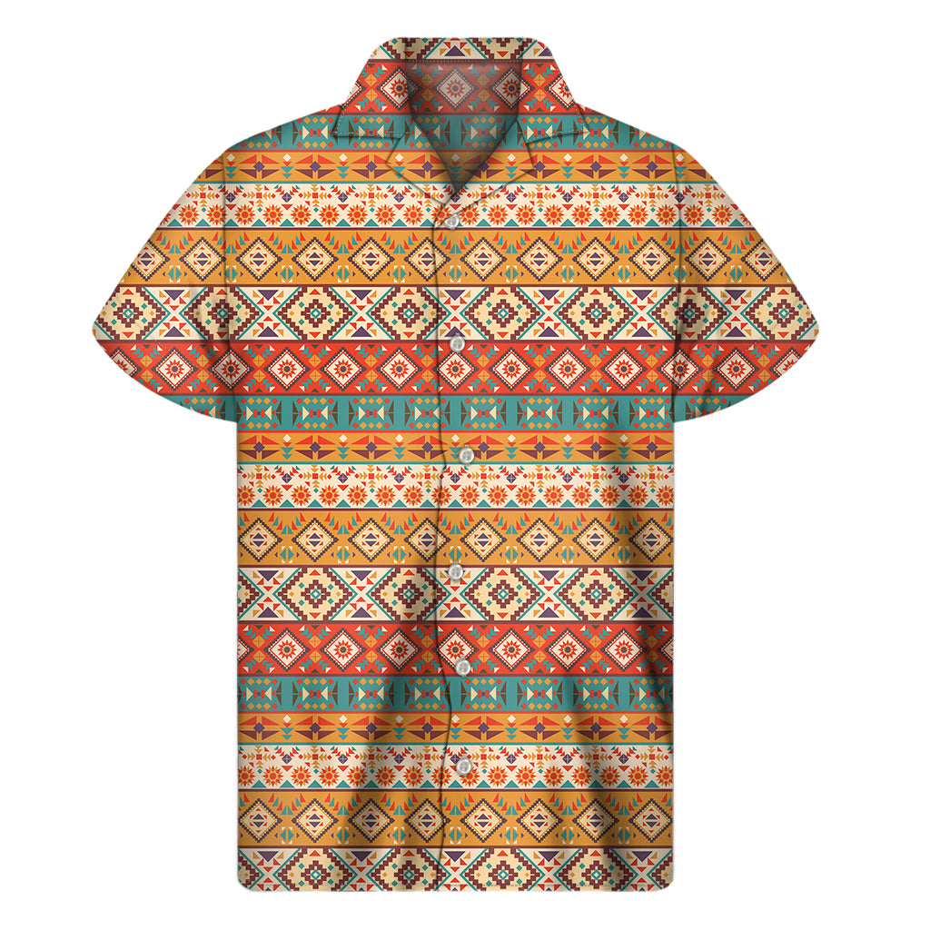 Native Pendleton Navajo Pattern Print Men's Short Sleeve Shirt