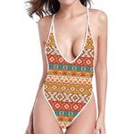 Native Pendleton Navajo Pattern Print One Piece High Cut Swimsuit