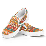 Native Pendleton Navajo Pattern Print White Slip On Shoes
