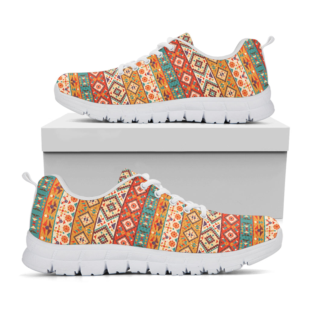Native Pendleton Navajo Pattern Print White Sneakers