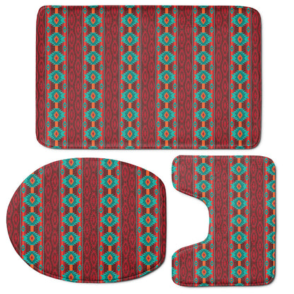 Native Southwestern Pattern Print 3 Piece Bath Mat Set