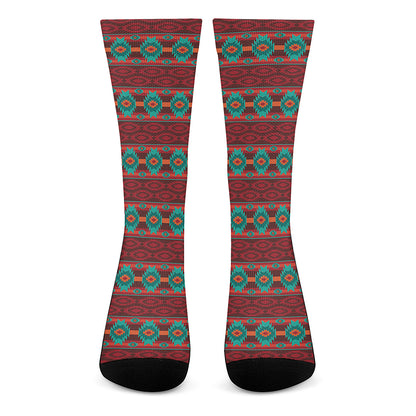 Native Southwestern Pattern Print Crew Socks