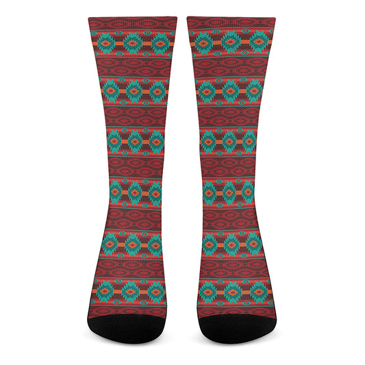 Native Southwestern Pattern Print Crew Socks