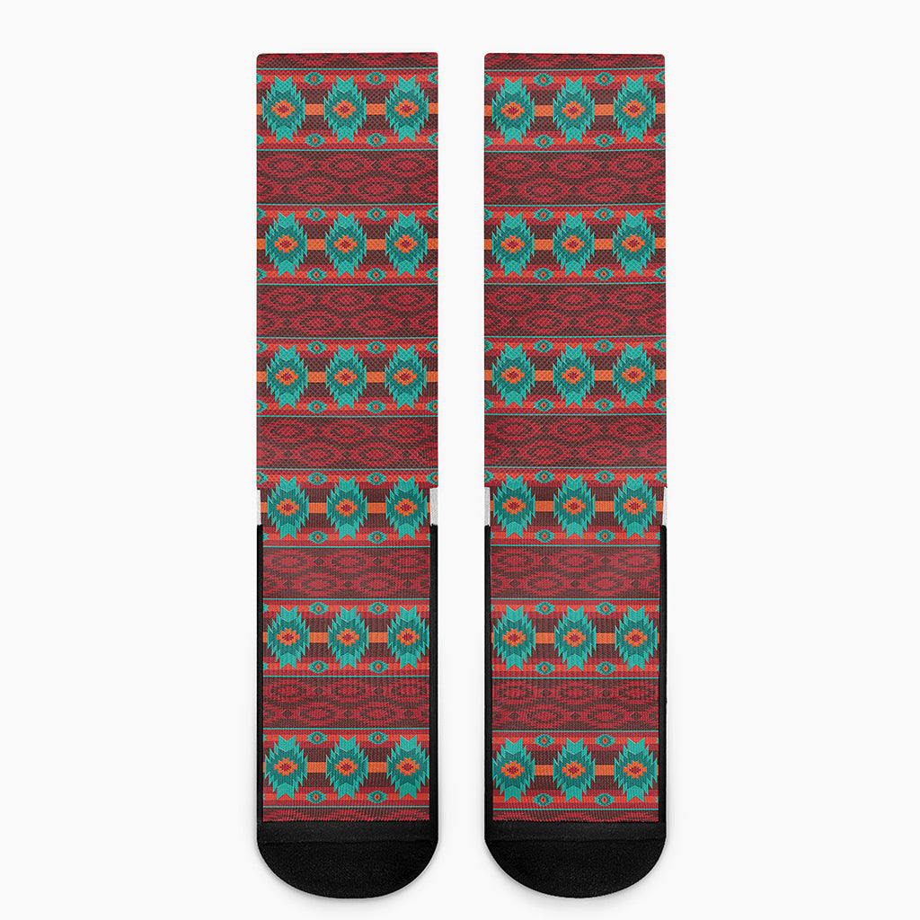 Native Southwestern Pattern Print Crew Socks
