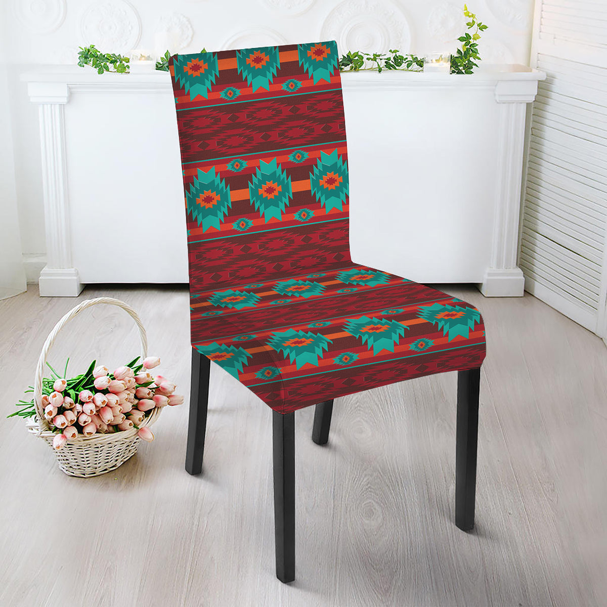 Native Southwestern Pattern Print Dining Chair Slipcover
