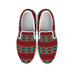 Native Southwestern Pattern Print White Slip On Shoes