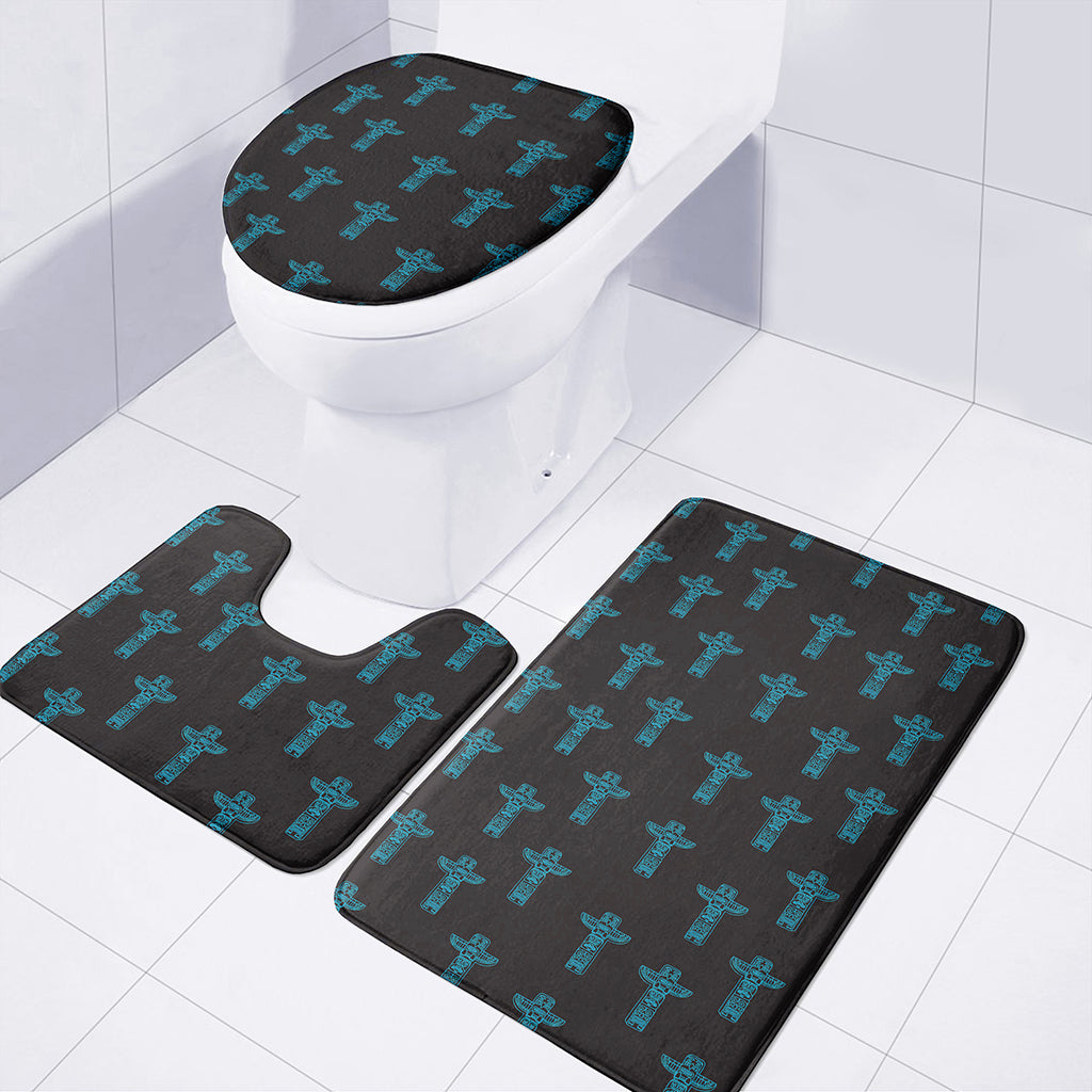 Native Totem Pattern Print 3 Piece Bath Mat Set