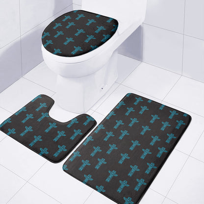Native Totem Pattern Print 3 Piece Bath Mat Set