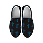 Native Totem Pattern Print Black Slip On Shoes