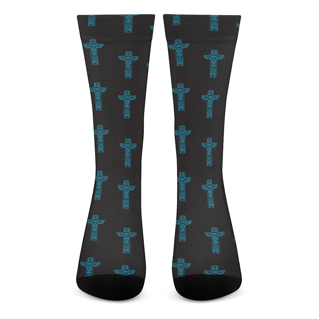 Native Totem Pattern Print Crew Socks