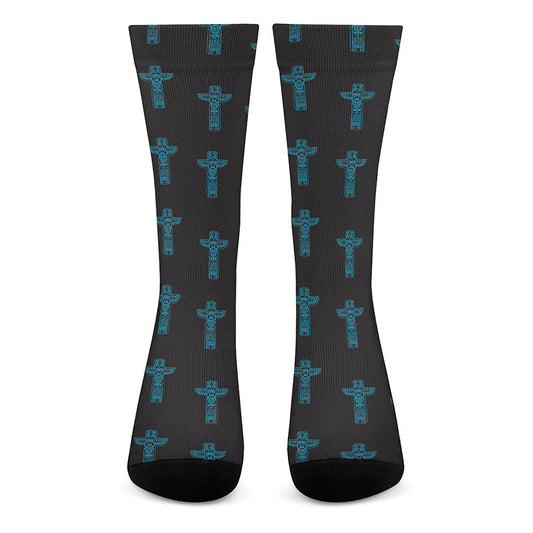 Native Totem Pattern Print Crew Socks