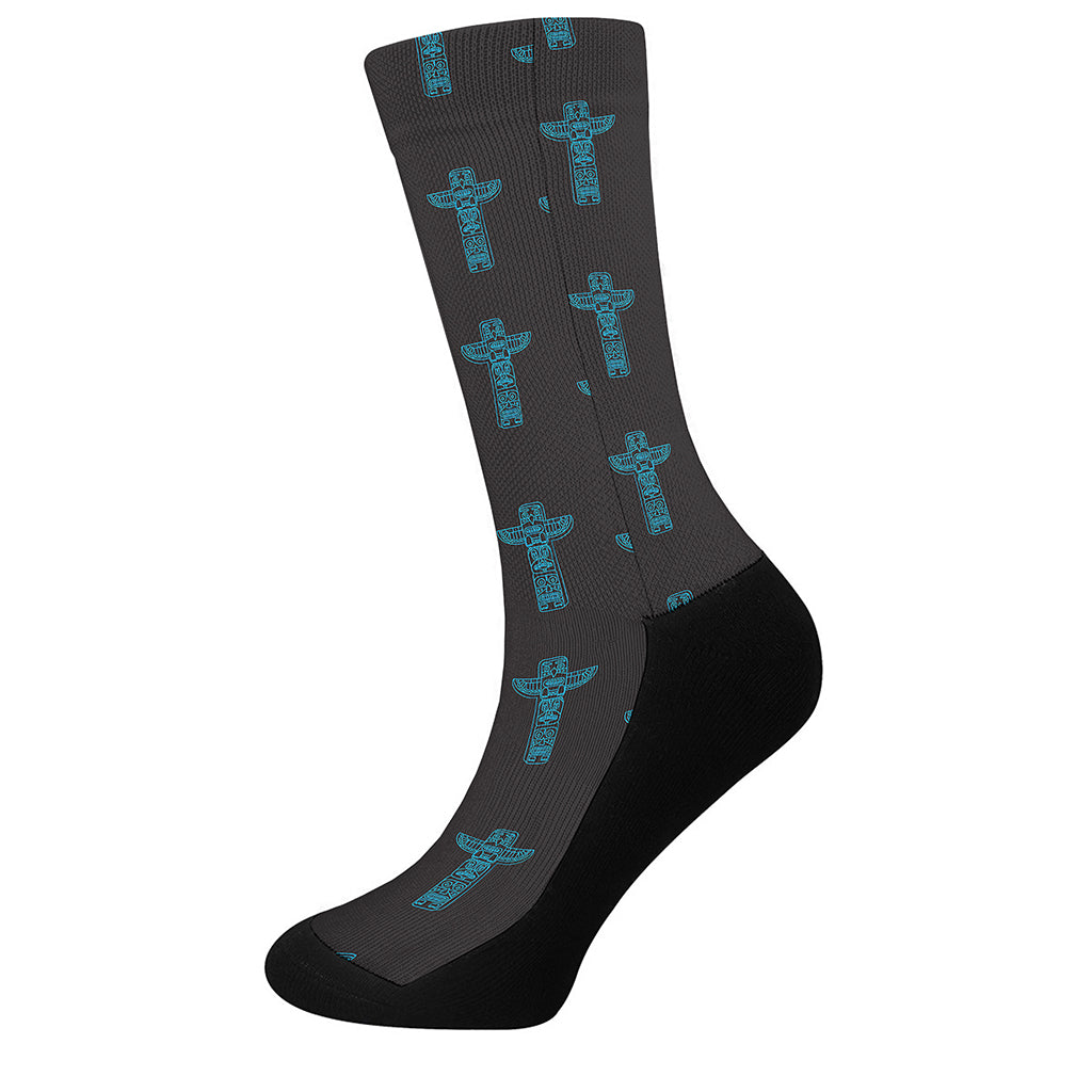 Native Totem Pattern Print Crew Socks