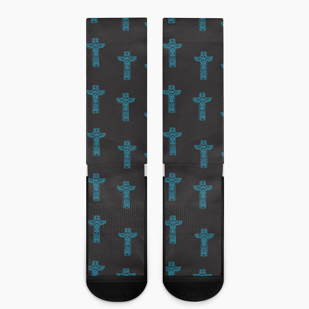 Native Totem Pattern Print Crew Socks