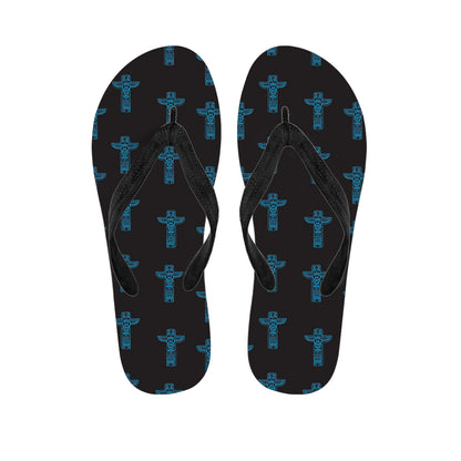 Native Totem Pattern Print Flip Flops