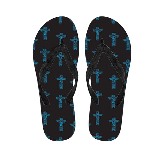 Native Totem Pattern Print Flip Flops