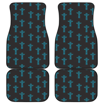Native Totem Pattern Print Front and Back Car Floor Mats