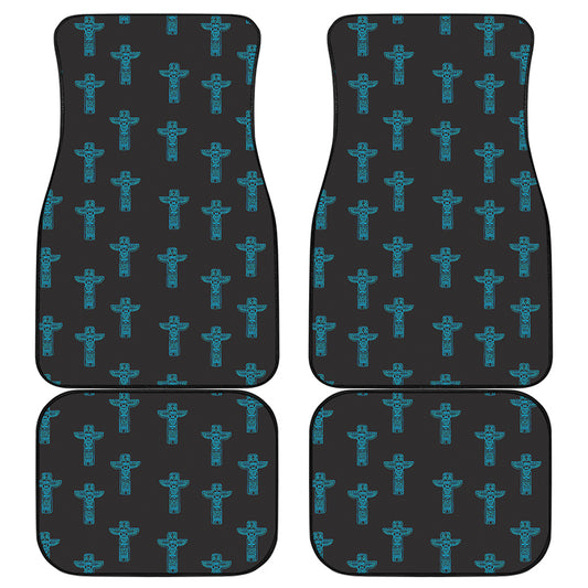 Native Totem Pattern Print Front and Back Car Floor Mats