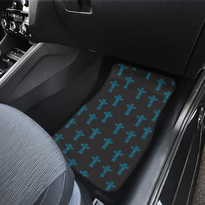 Native Totem Pattern Print Front and Back Car Floor Mats