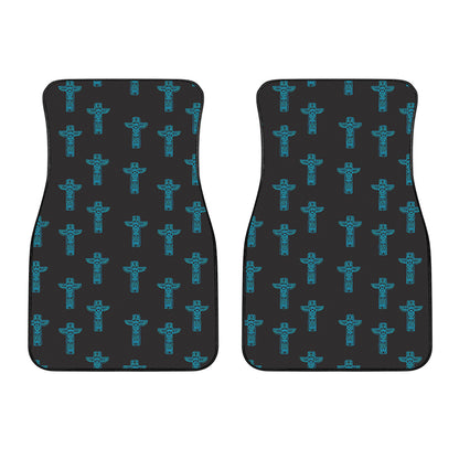 Native Totem Pattern Print Front Car Floor Mats