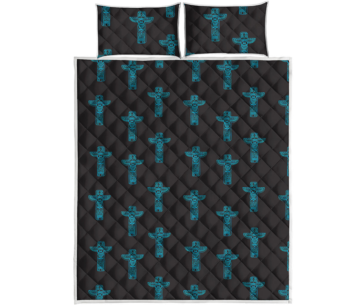 Native Totem Pattern Print Quilt Bed Set