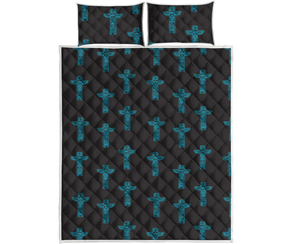 Native Totem Pattern Print Quilt Bed Set