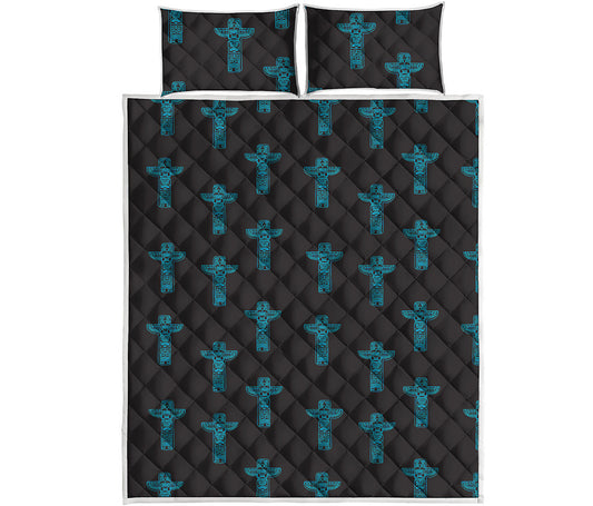 Native Totem Pattern Print Quilt Bed Set