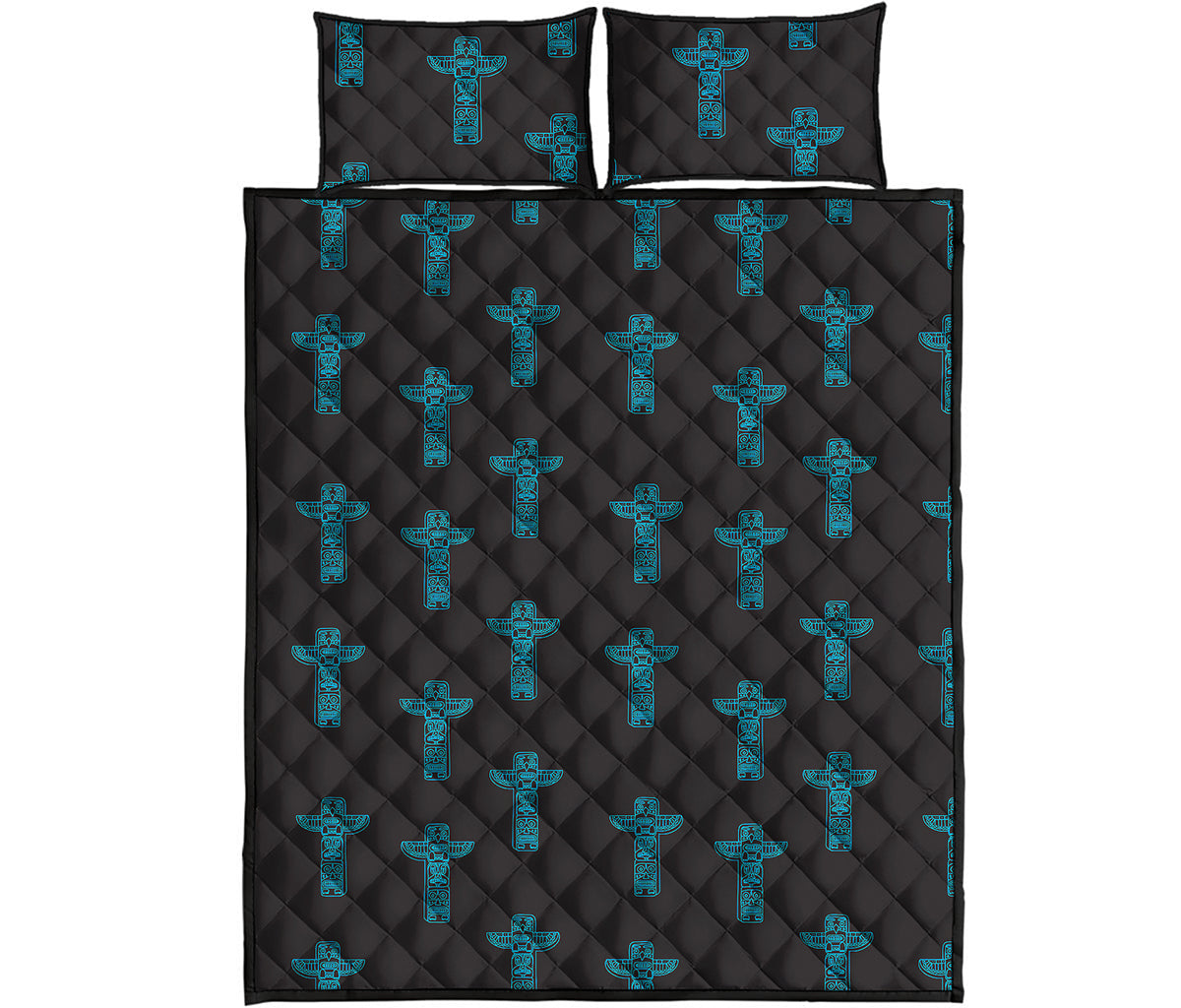 Native Totem Pattern Print Quilt Bed Set
