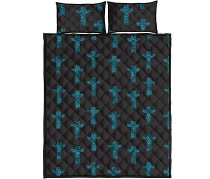 Native Totem Pattern Print Quilt Bed Set