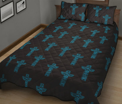 Native Totem Pattern Print Quilt Bed Set