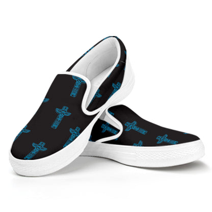 Native Totem Pattern Print White Slip On Shoes