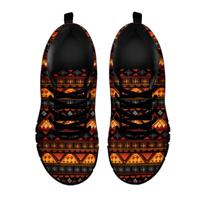 Native Tribal African Pattern Print Black Sneakers