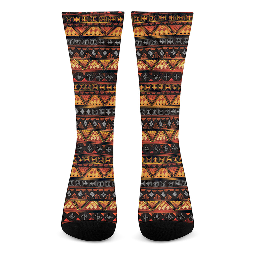 Native Tribal African Pattern Print Crew Socks